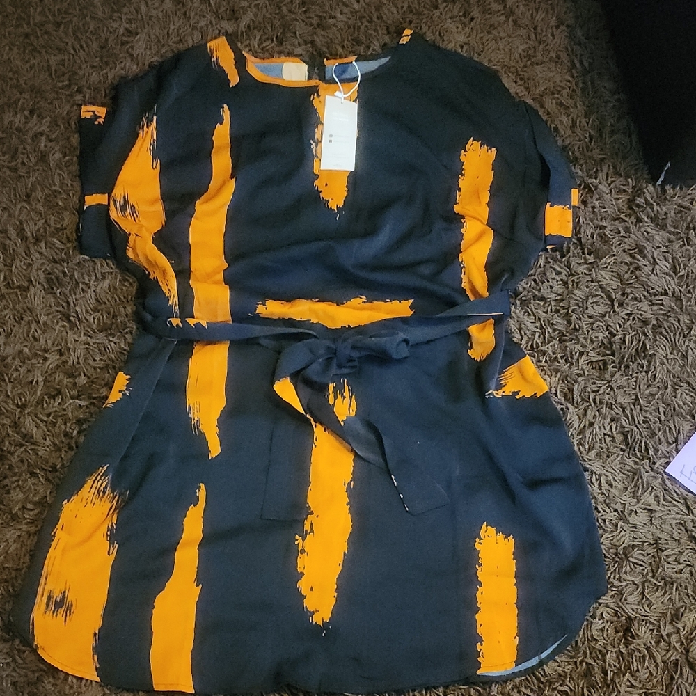 Black and Orange Patterned Dress